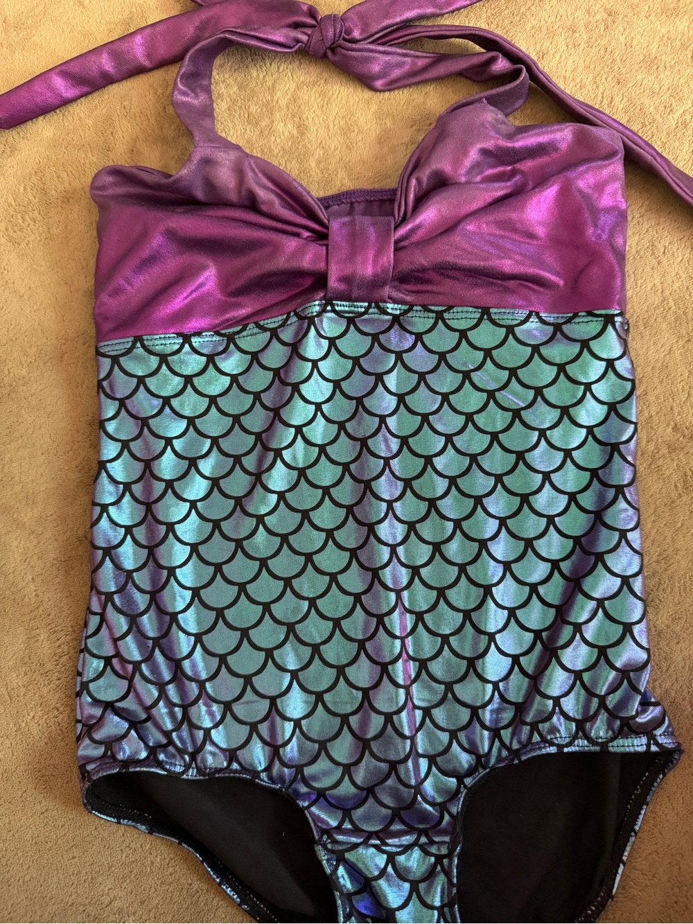 Boutique Purple & Iridescent Mermaid Scale Halter One-Piece Swimsuit